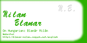 milan blanar business card